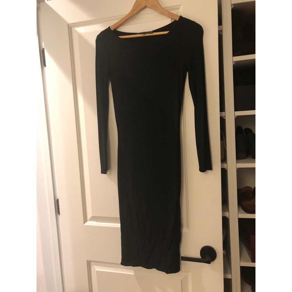 Topshop petite long sleeve black dress-is 2